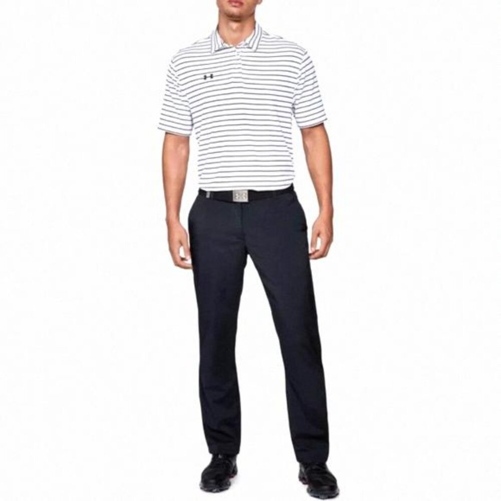 Under Armour UA HeatGear Men’s Playoff Polo Golf White 124 1327037 Shirt Striped - Picture 3 of 7